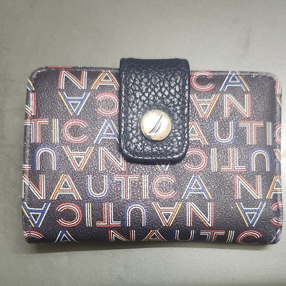 Nautica Black Multicolor Logo Wallet